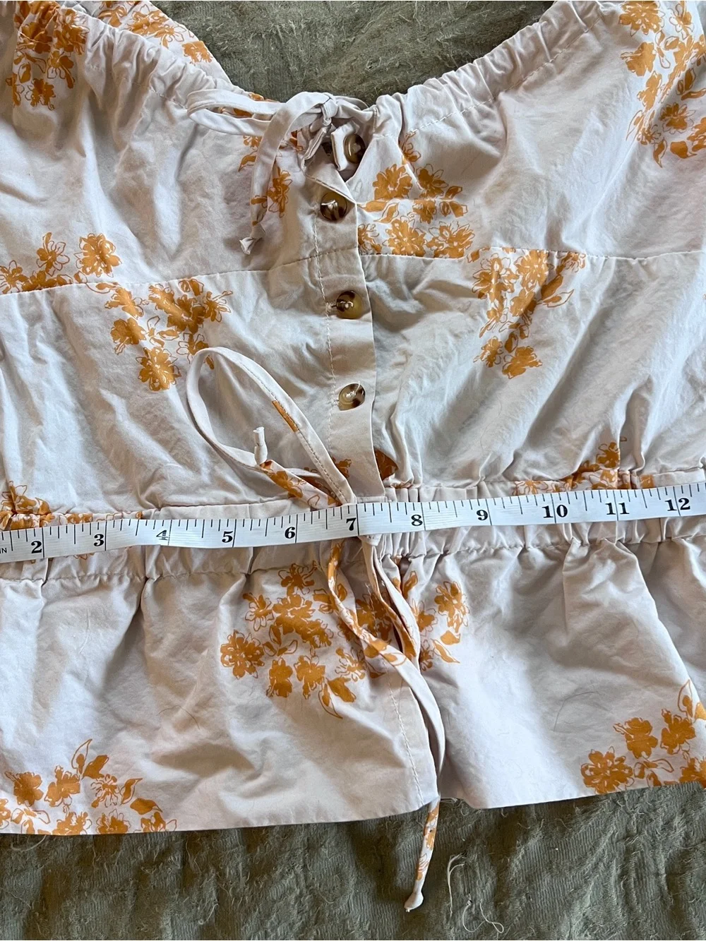 Ciao Lucia Floral Cottagecore Peplum Milkmaid Peasant Tank Top Size XS